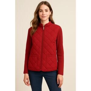 PS PETITE S mixed media LIGHT puffer quilted full zip jacket shaket sweater